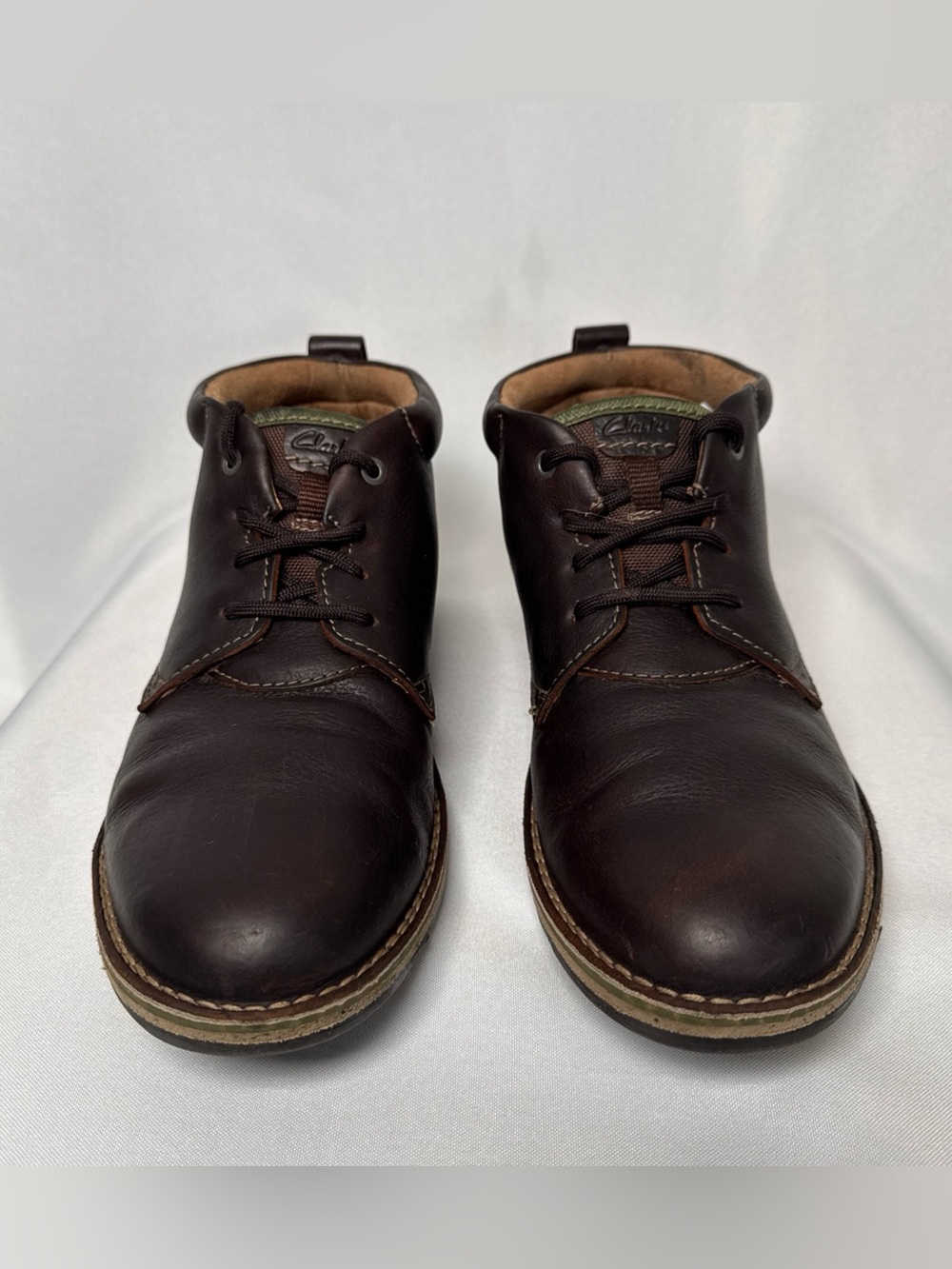 Clarks Edgewick Mid Boots Mens 11 Brown Oily Chukka Shoes Leather Lace Up Ankle